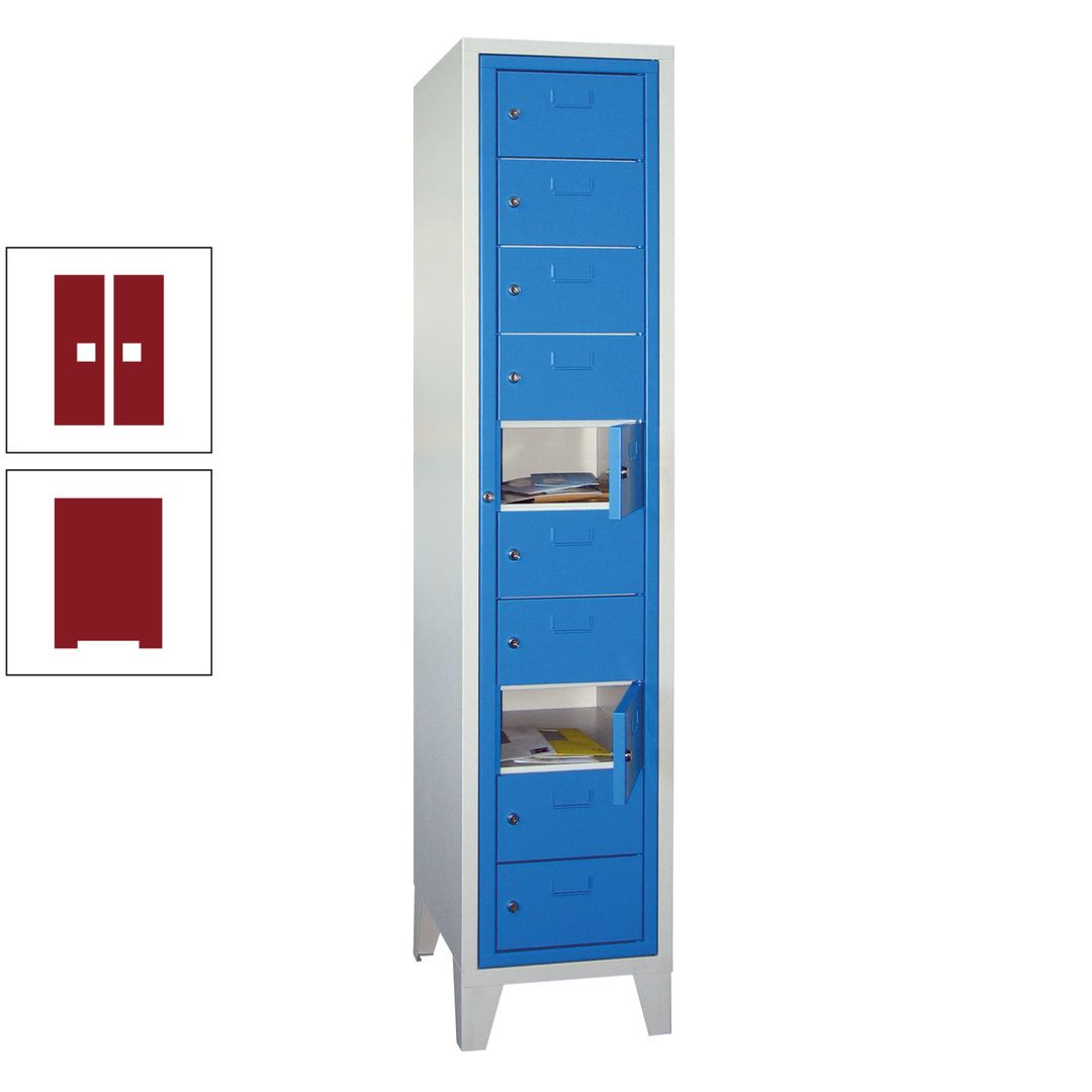 Schließfachschrank - Wäscheausgabeschrank - 10 Fächer a 315 mm - 1.850x400x500 mm (HxBxT) - Füße - Zylinderschloss - anthrazitgrau