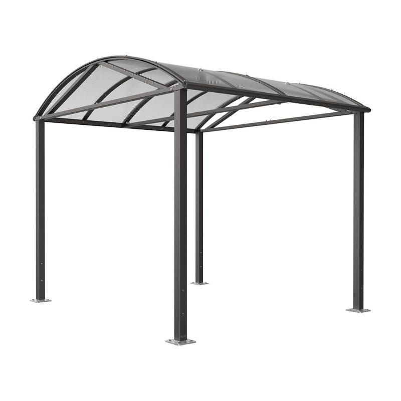 Fahrradüberdachung, Unterstand, 5 Plätze, Grundmodell, Bogendach, Entwässerung, Stahl, 2.640 x 2.520 x 2.830 mm (HxBxT), Farbe enzianblau