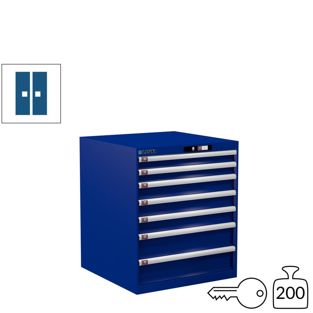 Lista Schubladenschrank - 14.409.010 - 850x717x725 mm (HxBxT) - 7 Schubladen - 75 kg - Key Lock - lichtblau (RAL 5012)