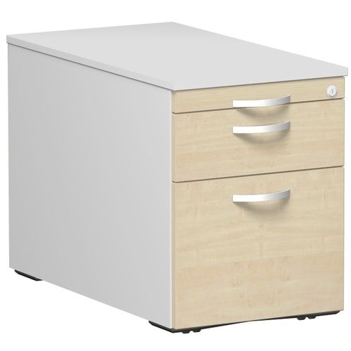 Rollcontainer, Metallschublade, Hängeregistratur, Utensilienfach, abschließbar, 565 x 438 x 800 mm (HxBxT), Frontfarbe Ahorn, Korpusfarbe Buche