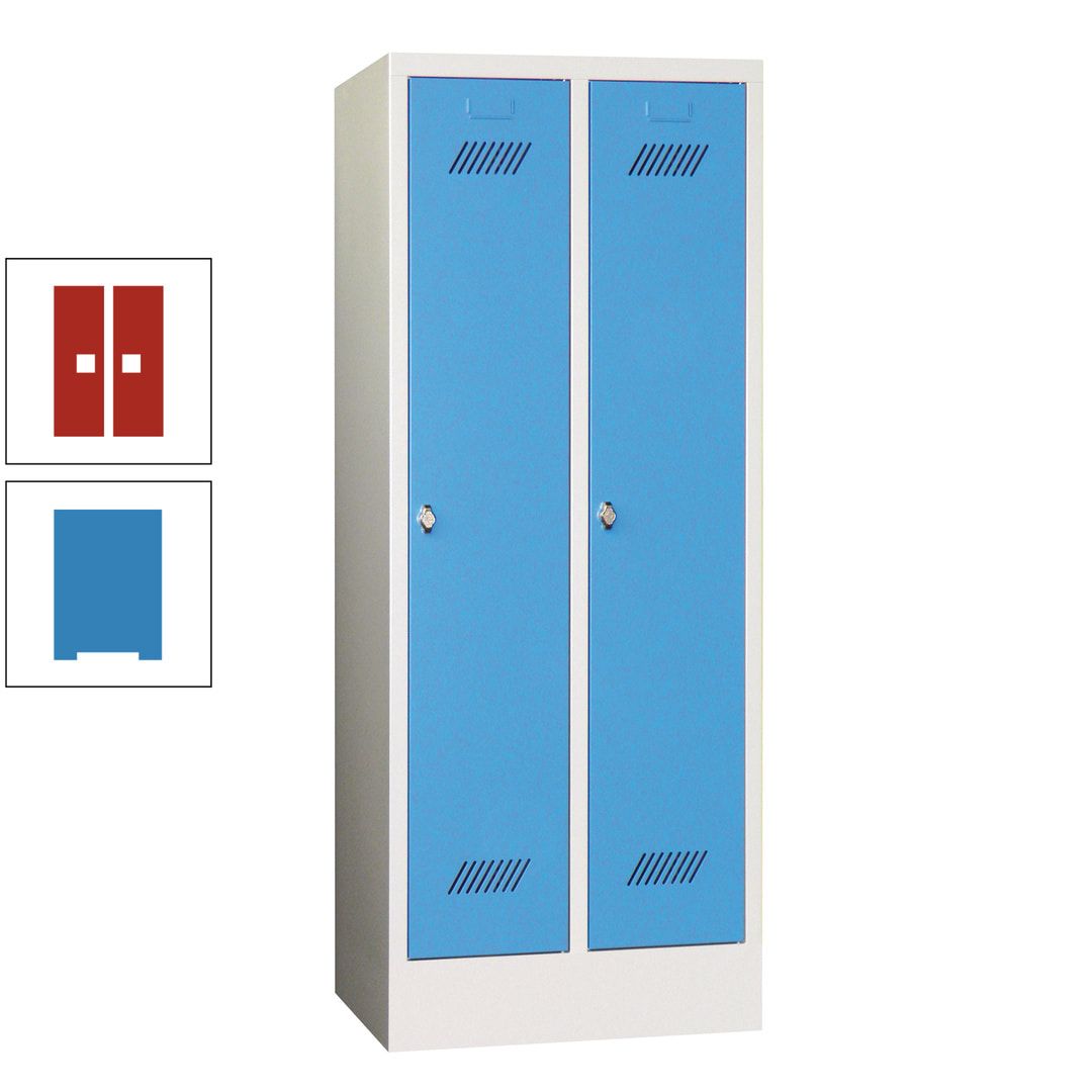 Spindschrank f. Schulen - mit Sockel - Höhe 1.600 mm - 2 Abteile a 300 mm - Drehriegel - anthrazitgrau