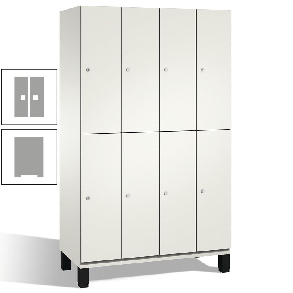 Fächerschrank, Stahlschrank, doppelstöckig, 8 Fächer, mit Füßen, Korpus enzianblau, Tür Fernblau, 1.980 x 1.200 x 525 mm (HxBxT)