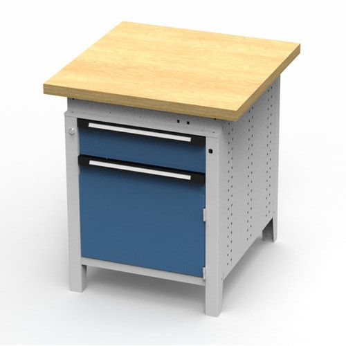 OTTOKIND Werkbank - Arbeitsplatte bündig - 850 x 605 x 750 mm (HxBxT) - Schublade - Schrank - lichtgrau