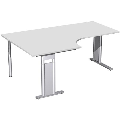 Eckschreibtisch, Eckteil 800 mm, links, Füße einseitig verkürzt, C-Fuß Pro, höhenverstellbar, 680-820 x 1.600 x 1.200 mm (HxBxT), Dekor Ahorn