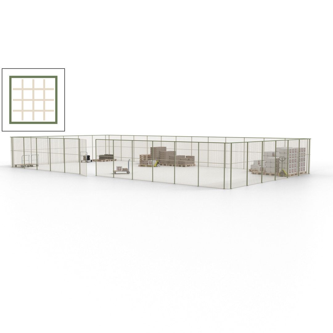 Maschinen Schutzgitter - Hallentrennwand - Sicherheitszaun - Tür - 54 m - 2.200 x 18.400 x 9.400 mm (HxBxT) - enzianblau