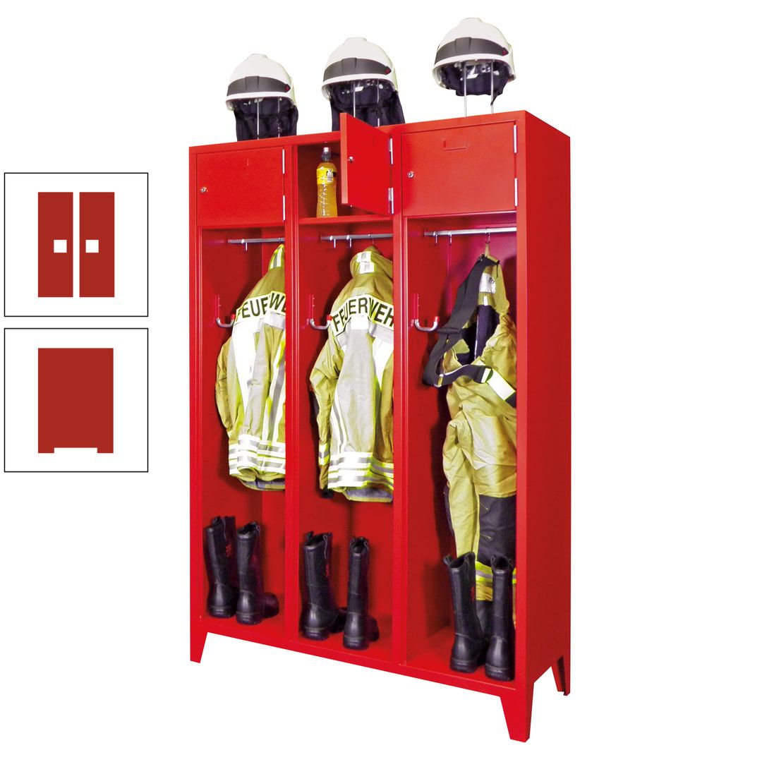 Feuerwehrschrank - 2 Abteile - Ablagefach mit Tür, Etikettenrahmen - 2.100 x 830 x 500 mm (HxBxT) - anthrazitgrau