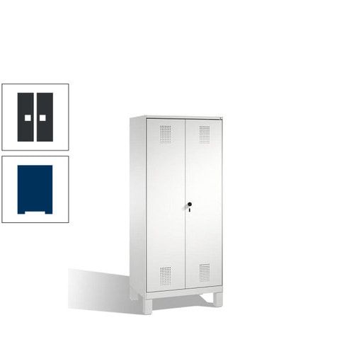 Doppel-Spind, Doppeltüren, Garderobenschrank mit Füßen, 2 Abteile a 400 mm, Korpus anthrazitgrau, Tür anthrazitgrau, 1.850 x 800 x 500 mm (HxBxT)