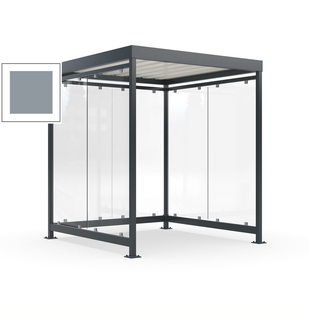 Raucherunterstand, Bushaltestelle, 6-7 Personen, 6 Wände, 2.510 x 2.165 x 2.165 mm (HxBxT), Achatgrau