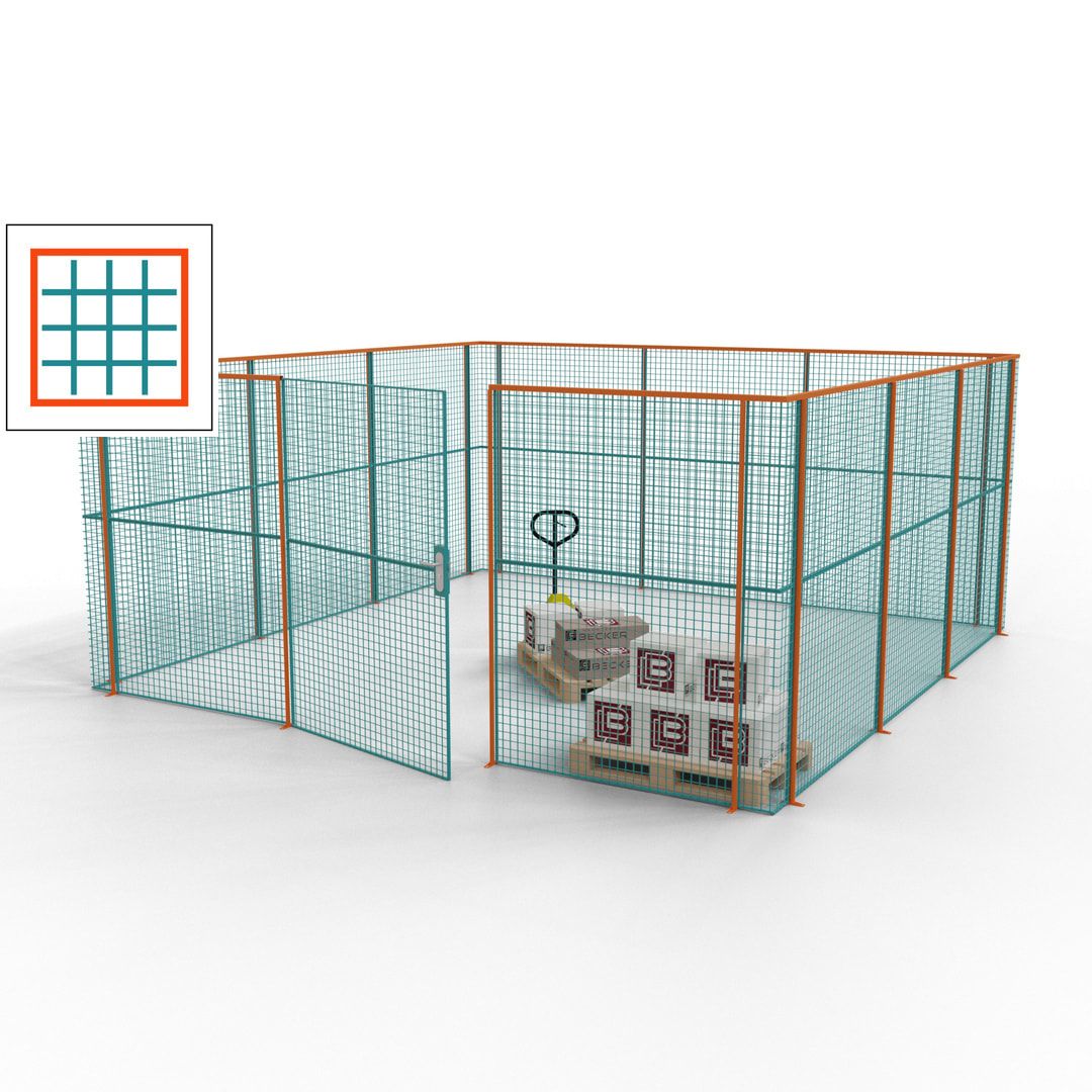 Maschinen Schutzgitter - Hallentrennwand - Sicherheitszaun - Tür - 18 m - 2.200 x 4.900 x 4.900 mm (HxBxT) - enzianblau