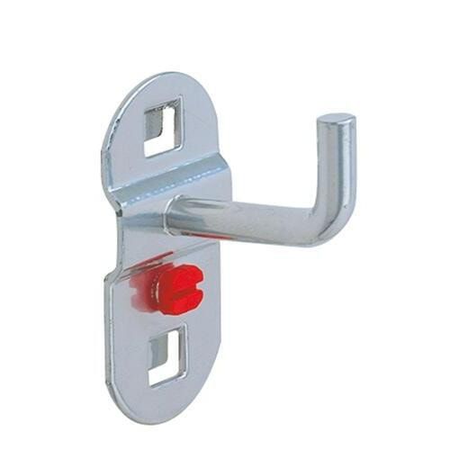 Werkzeughalter mit senkrechtem Hakenende, für Lochplatte, Schraubsystem, Länge 125 mm, Durchmesser 6 mm, Stahl, Kunststoff, Farbe Aluminium