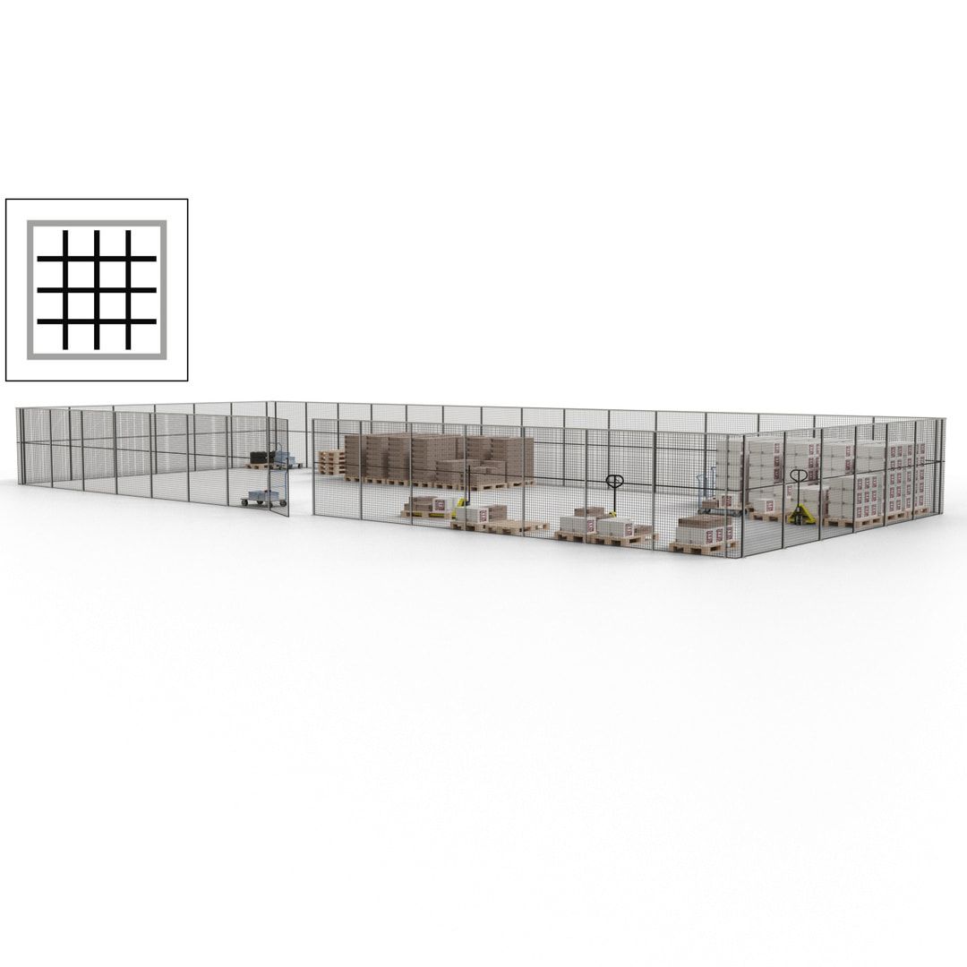 Maschinen Schutzgitter - Hallentrennwand - Sicherheitszaun - Tür - 63 m - 2.200 x 22.900 x 9.400 mm (HxBxT) - enzianblau