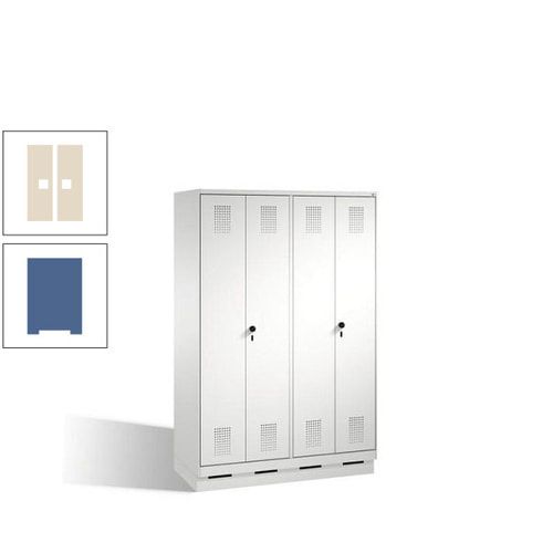 Doppel-Spind, Doppeltüren, Garderobenschrank mit Sockel, 4 Abteile a 300 mm, Korpus anthrazitgrau, Tür anthrazitgrau, 1.800 x 1.200 x 500 mm (HxBxT)