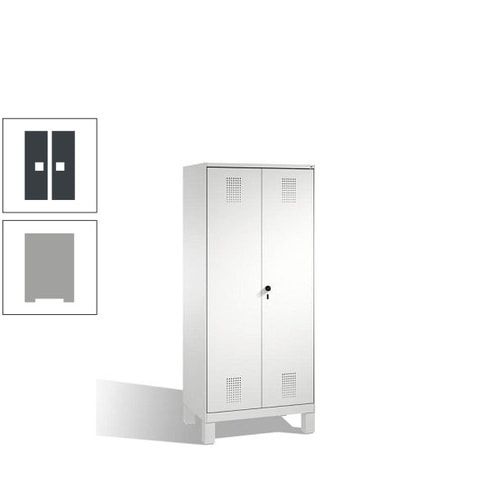 Doppel-Spind, Doppeltüren, Garderobenschrank mit Füßen, 2 Abteile a 400 mm, Korpus anthrazitgrau, Tür anthrazitgrau, 1.850 x 800 x 500 mm (HxBxT)