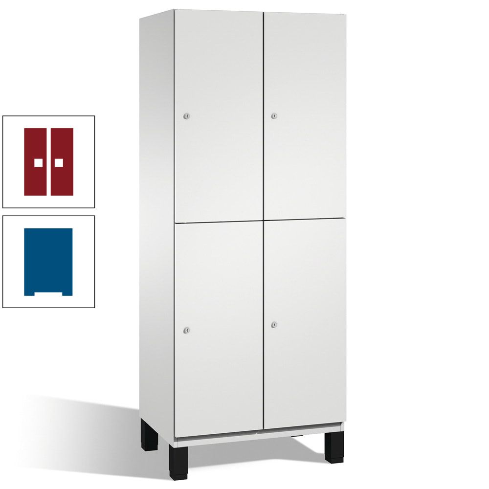 Fächerschrank, Stahlschrank, doppelstöckig, 4 Fächer, Füße, Korpus anthrazitgrau, Tür anthrazitgrau, 1.980 x 600 x 525 mm (HxBxT)