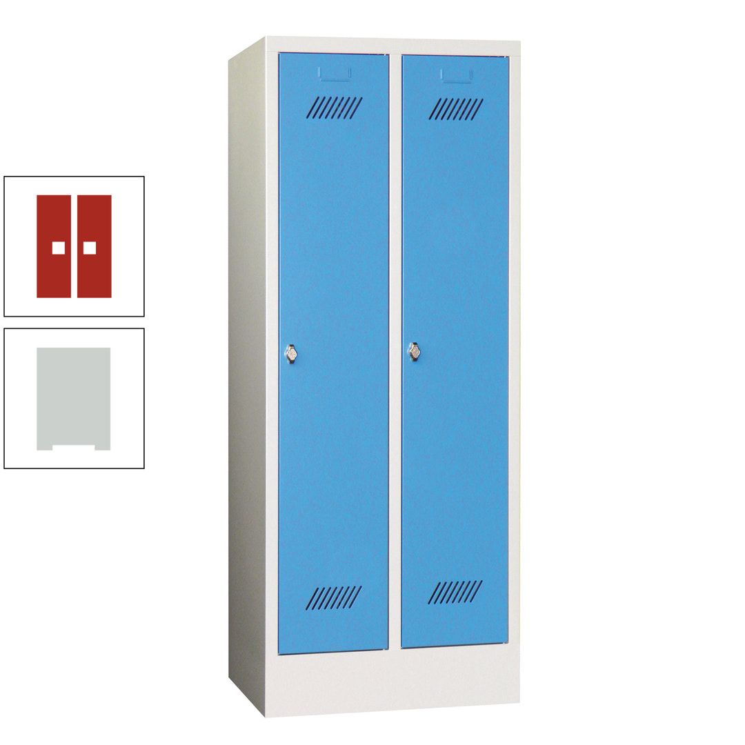 Spindschrank f. Schulen - mit Sockel - Höhe 1.600 mm - 2 Abteile a 300 mm - Drehriegel - anthrazitgrau
