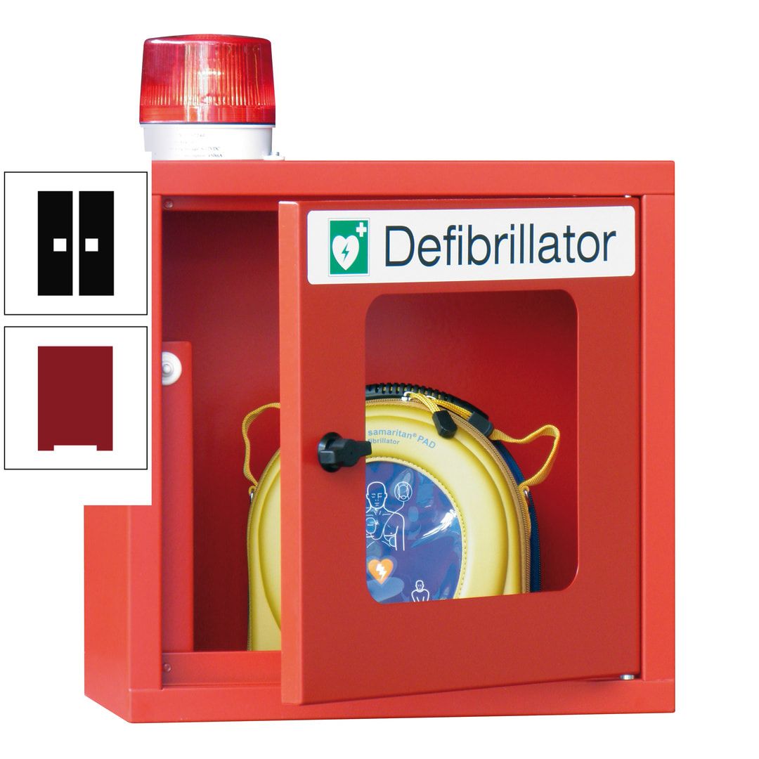 Defibrillatorenschrank mit akustischem und optischem Alarm - 490 x 400 x 200 mm (HxBxT) - Sichtfenster - anthrazitgrau