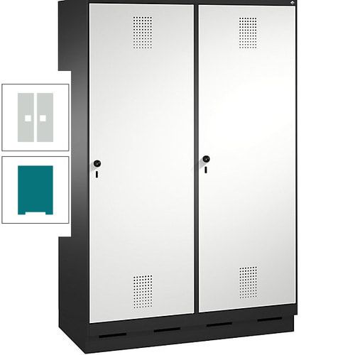 Doppel-Spind, Garderobenschrank, 2 Türen für 4 Abteile a 300 mm, Korpus anthrazitgrau, Türen anthrazitgrau, 1.800 x 1.200 x 500 mm (HxBxT)