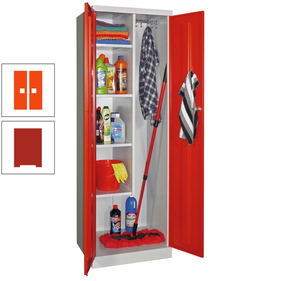 Putzschrank mit Sockel - 1 Abteil mit Trennwand - 1.800x600x500 mm (HxBxT) - Zylinderschloss - anthrazitgrau