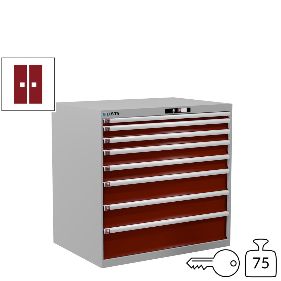 Lista Schubladenschrank - 12.541.010 - 1.000x1.023x725 mm (HxBxT) - 8 Schubladen - 200 kg - Key Lock - lichtblau (RAL 5012)