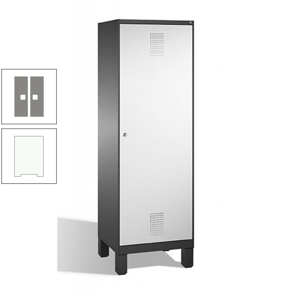 Doppel-Spind, Garderobenschrank, 1 Tür für 2 Abteile a 300 mm, Korpus anthrazitgrau, Türen anthrazitgrau, 1.850 x 600 x 500 mm (HxBxT)
