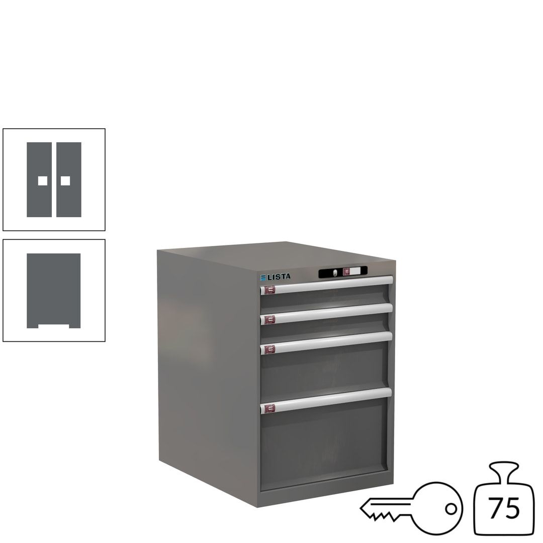 Lista Schubladenschrank - 14.371.010 - 800x564x725 mm (HxBxT) - 4 Schubladen - 75 kg - Key Lock - lichtblau (RAL 5012)