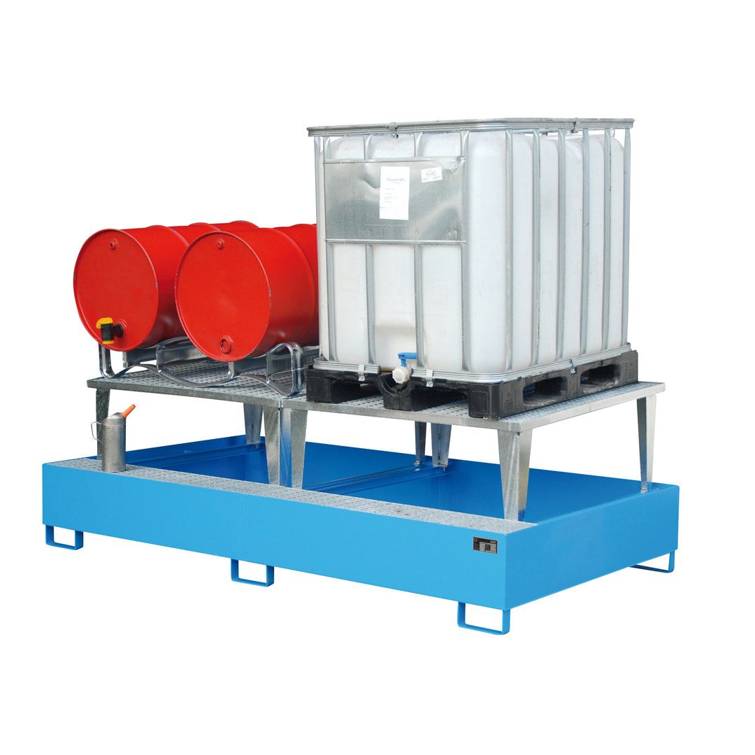 Auffangwanne für 2 x IBC - 2 x Abfüllaufsatz - feuerrot