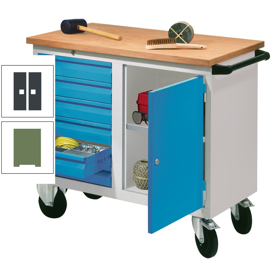 Mobile Werkbank - Werkstattwagen - 915 x 1.090 x 600 mm - 6 Schubladen und Schrankfach - anthrazitgrau
