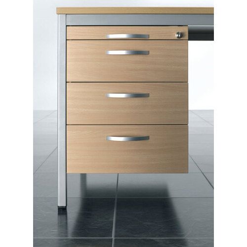 Hängecontainer - 4 Schubfächer - Serie Eco - 522 x 430 x 800 mm (HxBxT) - abschließbar - beidseitig verwendbar - Dekor Ahorn, Ahorn