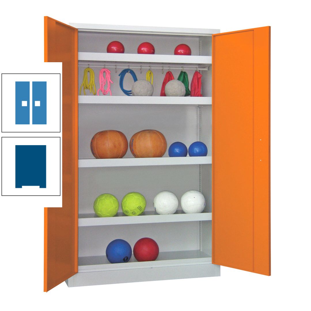 Ballschrank - Vollblechtüren - 4 Böden - 1 Hakenleiste - 1.950x1.200x500 mm (HxBxT) - anthrazitgrau