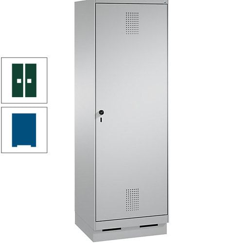 Doppel-Spind, Garderobenschrank, 1 Tür für 2 Abteile a 300 mm, Korpus anthrazitgrau, Türen anthrazitgrau, 1.800 x 600 x 500 mm (HxBxT)