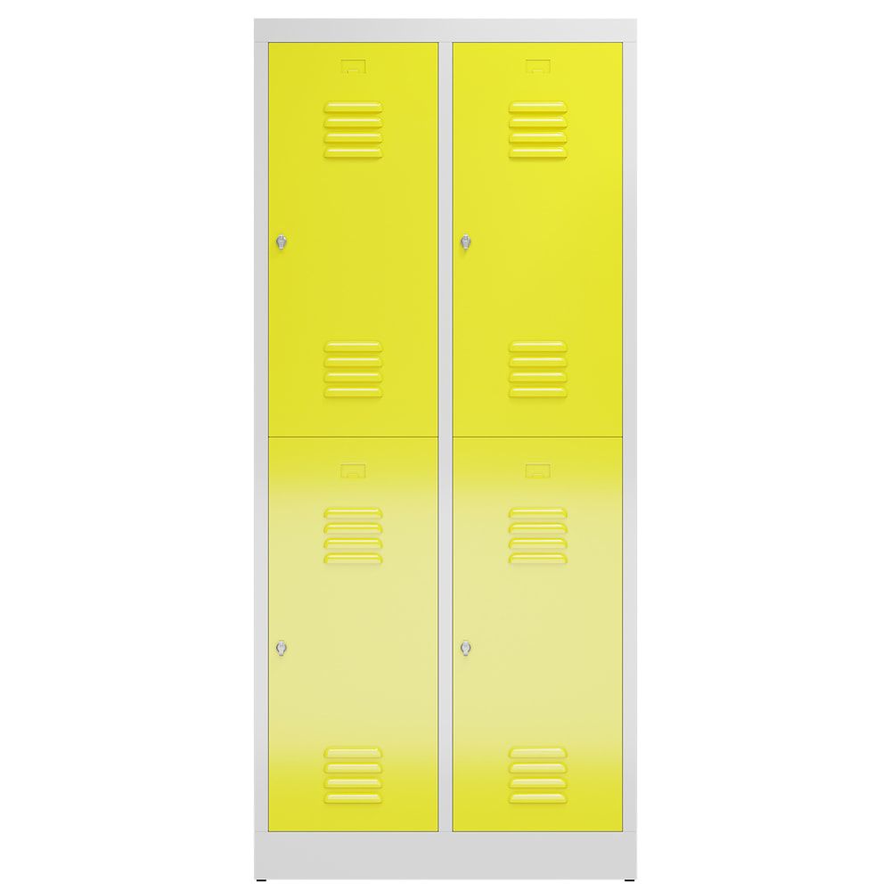 Garderobenschrank, Doppelstockspind, 2 Abteil, 4 Fächer, 1.800 x 800 x 500 mm (HxBxT), Drehriegel, Stahl, Korpus: lichtgrau, Front: anthrazitgrau