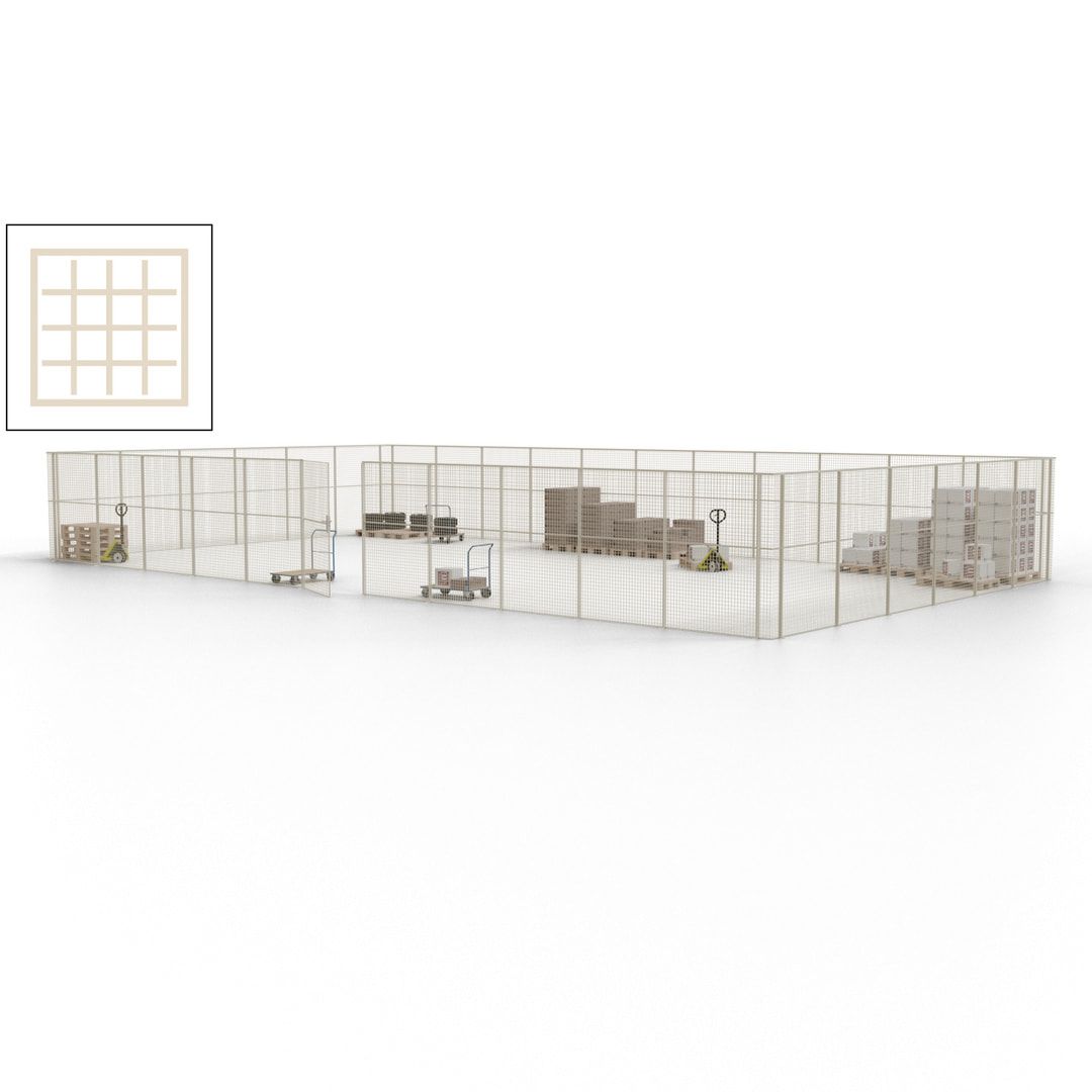 Maschinen Schutzgitter - Hallentrennwand - Sicherheitszaun - Tür - 51 m - 2.200 x 16.900 x 9.400 mm (HxBxT) - enzianblau