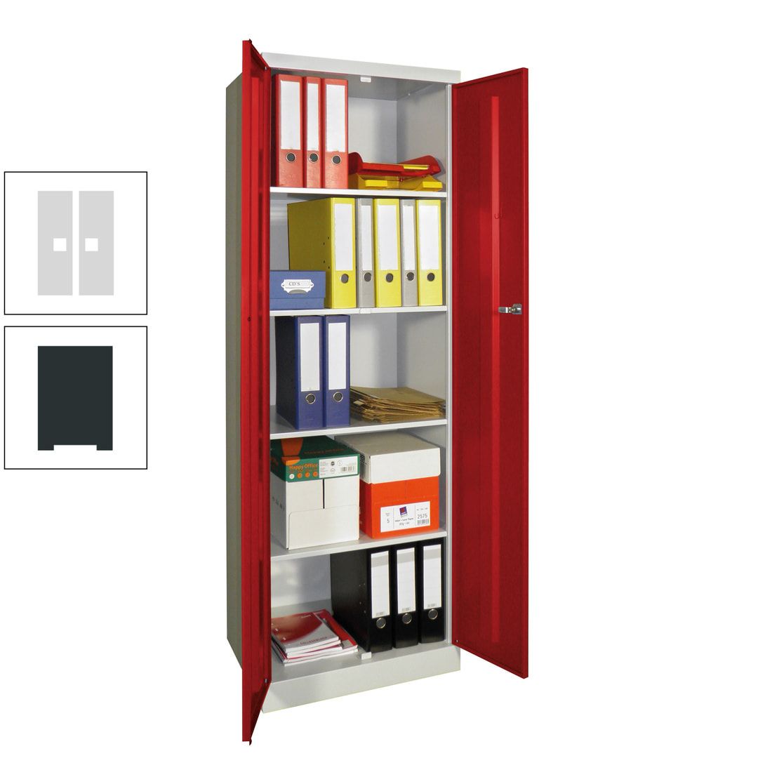 Aktenschrank - Sockel - 4 Böden - 1.800x600x500 mm (HxBxT) - Zylinderschloss - anthrazitgrau
