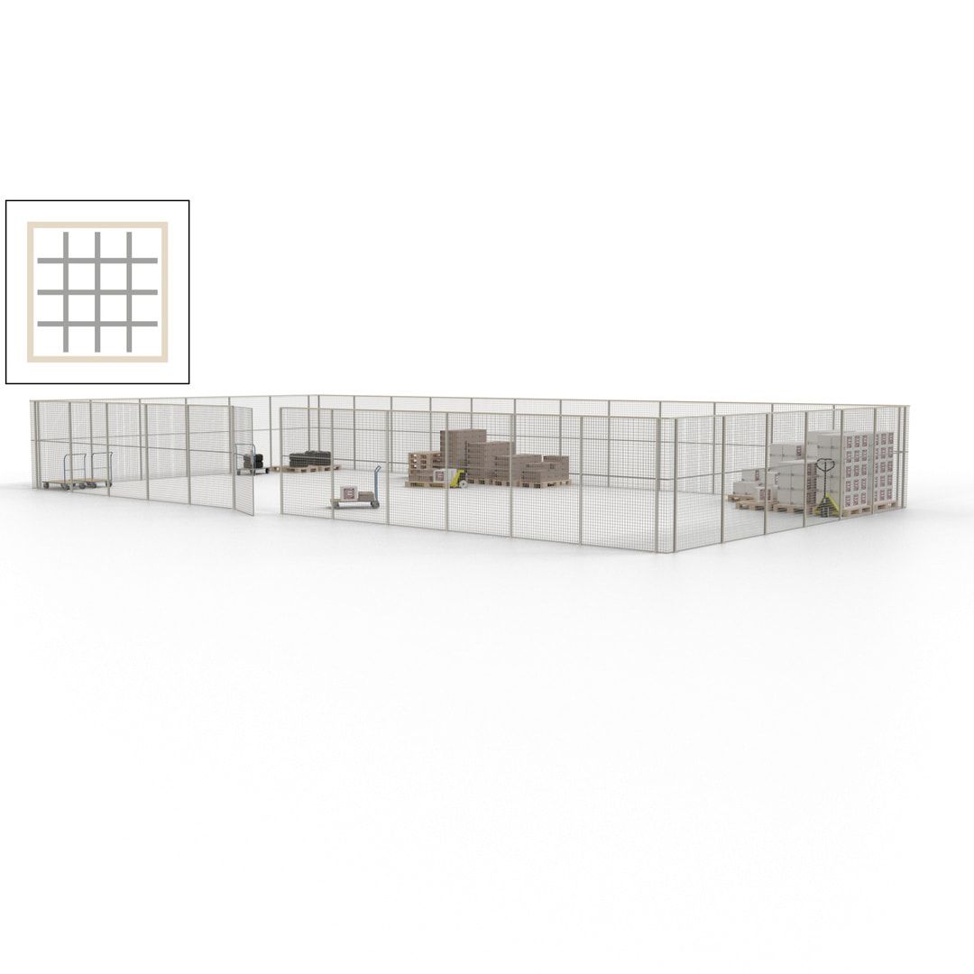 Maschinen Schutzgitter - Hallentrennwand - Sicherheitszaun - Tür - 54 m - 2.200 x 18.400 x 9.400 mm (HxBxT) - enzianblau