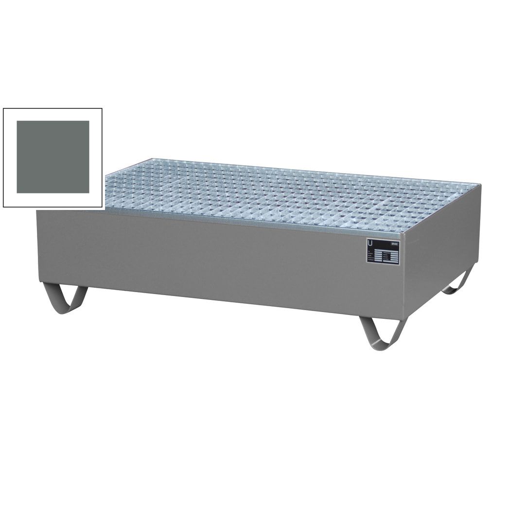 Auffangwanne - 1.200 x 800 mm (BxT) - 215 l - Füße - Gitterrost - feuerrot