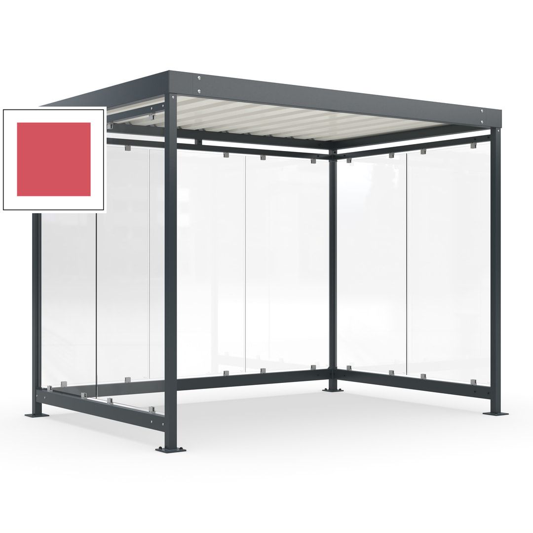 Raucherunterstand, Bausatz, Fahrgastunterstand, Bushaltestelle, 2.510 x 3.180 x 2.165 mm (HxBxT), 7 Wände, Achatgrau