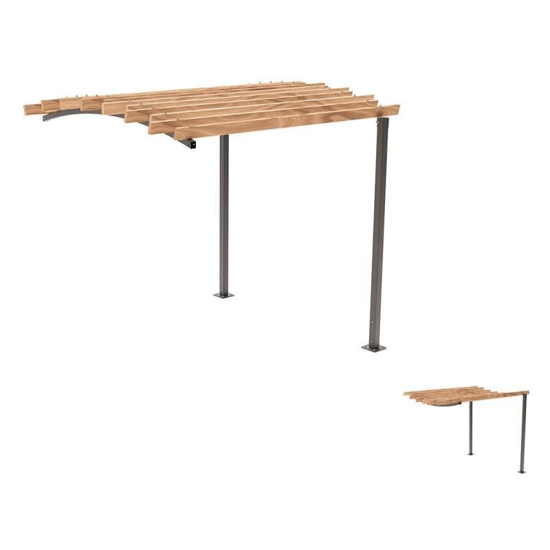 Pergola Fronterweiterung 1, Kiefer druckimprägniert Klasse 4, Stahlrohr 80x80 mm, 2.910 x 2.520 x 3.020 mm (HxBxT) fvz, beschichtet, Farbe Enzianblau