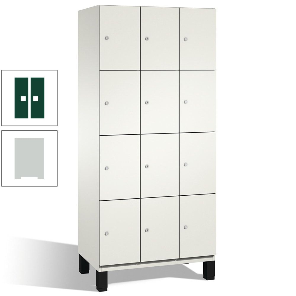 Fächerschrank, Stahlschrank, 12 Fächer, Türöffnungsbegrenzer, mit Füßen, Korpus lichtgrau, Tür anthrazitgrau, 1.980 x 900 x 525 mm (HxBxT)
