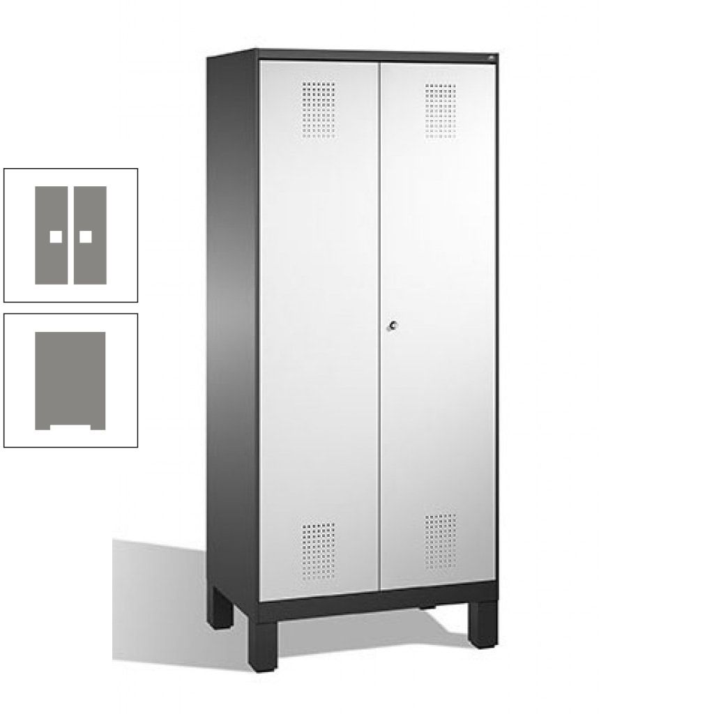 Mehrzweckschrank, Doppeltüren, auf Füßen, 2 Abteile a 400 mm, Korpus anthrazitgrau, Tür anthrazitgrau, 1.850 x 800 x 500 mm (HxBxT)