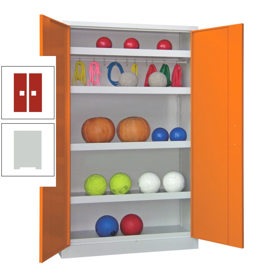 Ballschrank - Vollblechtüren - 4 Böden - 1 Hakenleiste - 1.950x1.200x500 mm (HxBxT) - anthrazitgrau