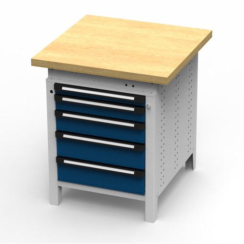 OTTOKIND Werkbank - Arbeitsplatte bündig - 850 x 605 x 750 mm (HxBxT) - 5 Schubladen - lichtgrau