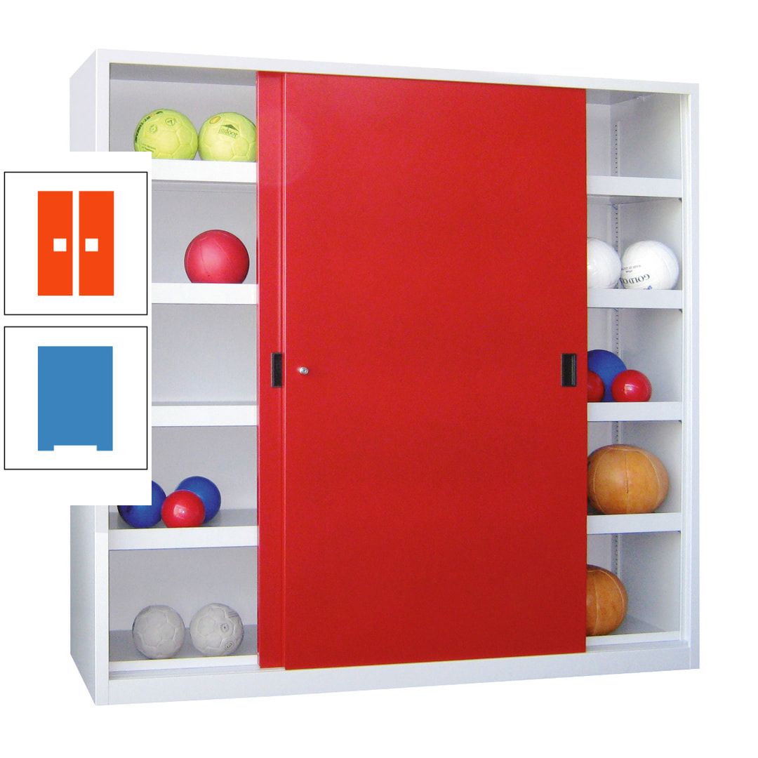 Ballschrank - Schiebetüren - Trennwand - 8 Böden - 1.950x1.500x600 mm (HxBxT) - anthrazitgrau
