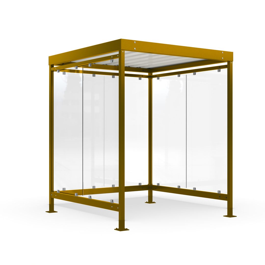 Raucherunterstand, Bushaltestelle, 6-7 Personen, 6 Wände, 2.510 x 2.165 x 2.165 mm (HxBxT), braunrot
