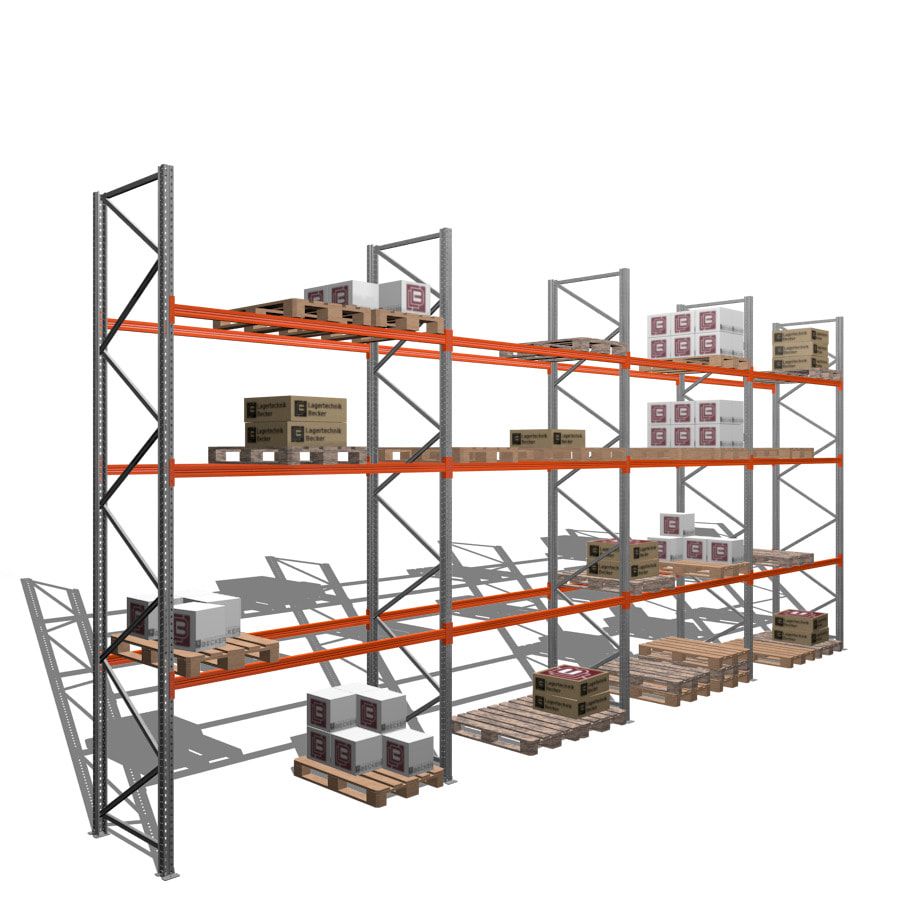 Palettenregal - 2,2 t - 5,0 x 11,3 x 1,1 m - 4 Felder - Schwerlastregal