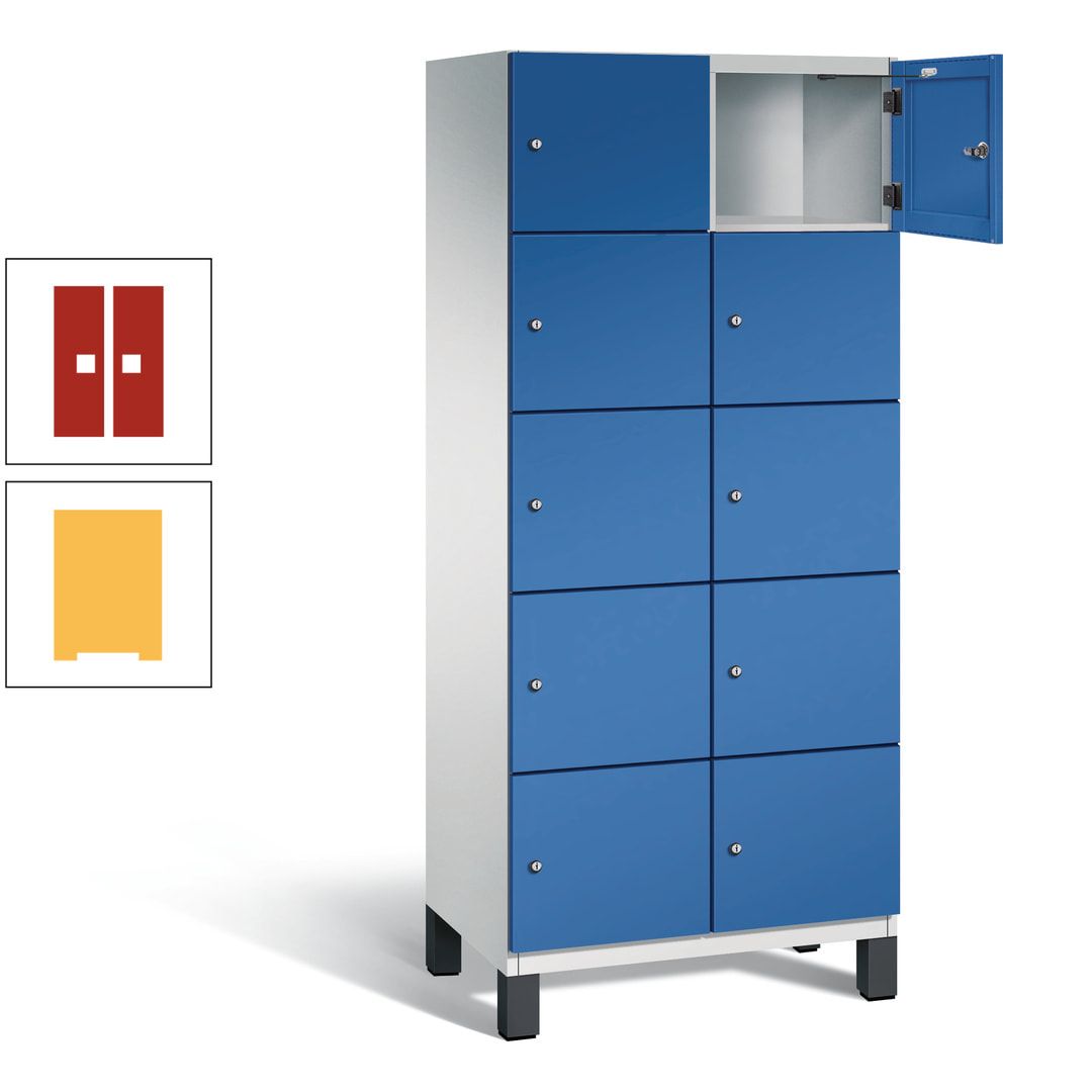 Fächerschrank, Stahlschrank, 10 Fächer, Türöffnungsbegrenzer, Füße, 1.980 x 800 x 525 mm (HxBxT), Korpus anthrazitgrau, Front anthrazitgrau