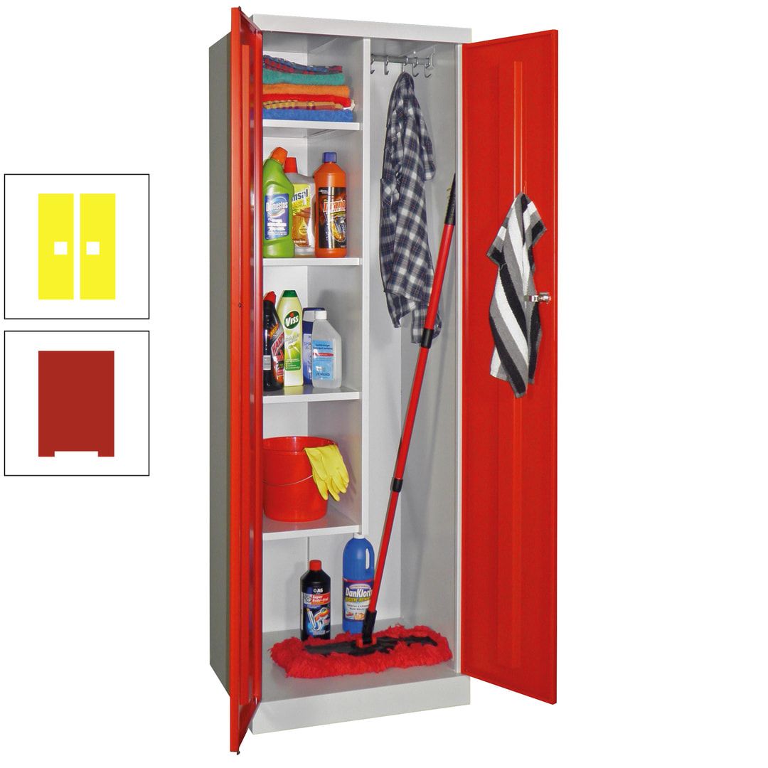 Putzschrank mit Sockel - 1 Abteil mit Trennwand - 1.800x600x500 mm (HxBxT) - Zylinderschloss - anthrazitgrau