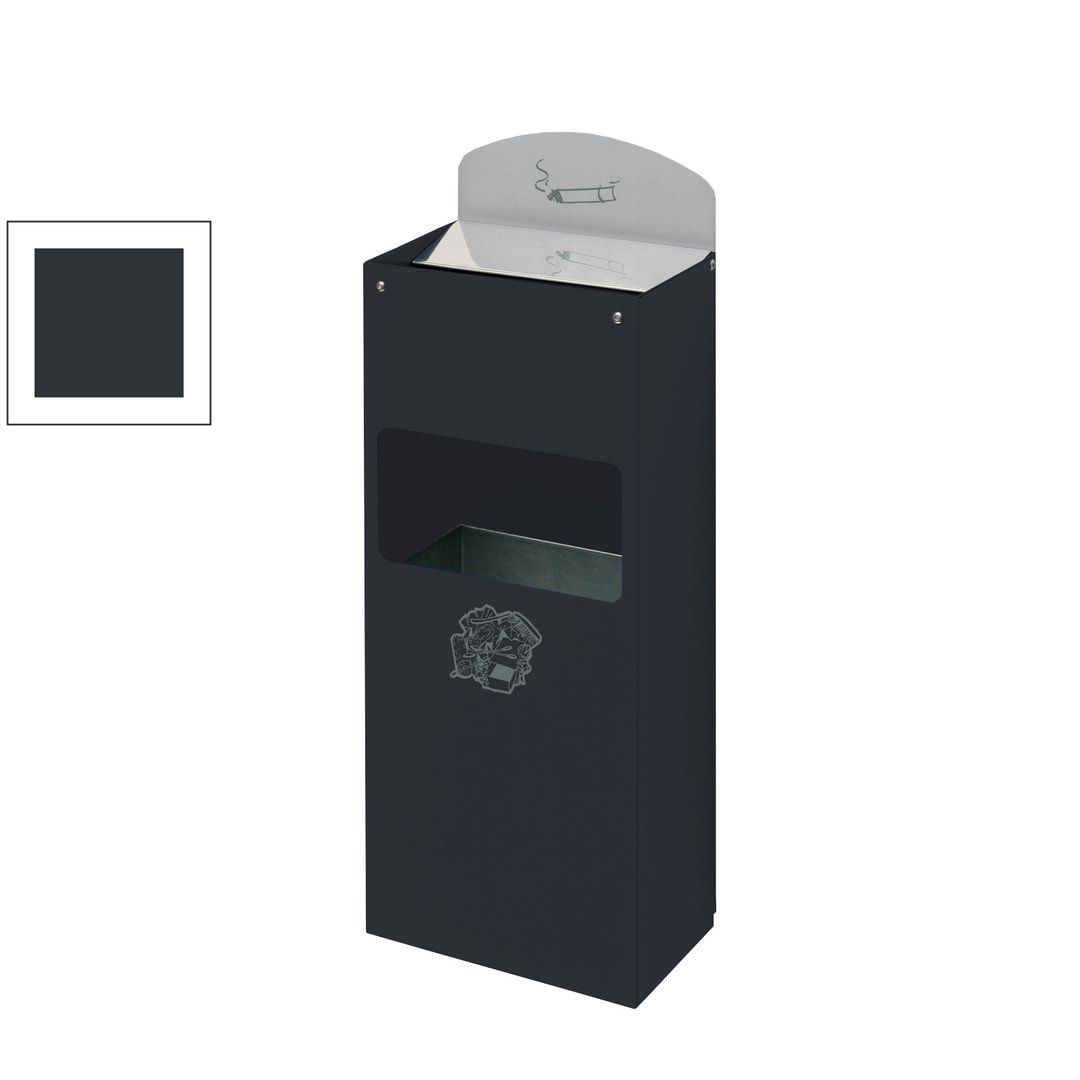 Wandascher mit Schild und Abfallsammler - Volumen 0,8 / 4 l - 580 x 200 x 125 mm (HxBxT) - enzianblau