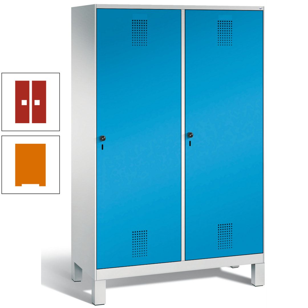 Doppel-Spind, Garderobenschrank, 2 Türen für 4 Abteile a 300 mm, Korpus anthrazitgrau, Türen anthrazitgrau, 1.850 x 1.200 x 500 mm (HxBxT)