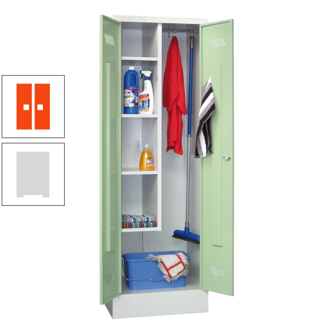 Putzschrank mit Sockel - 1 Abteil mit Trennwand - 1.850x600x500 mm (HxBxT) - Drehriegel - anthrazitgrau