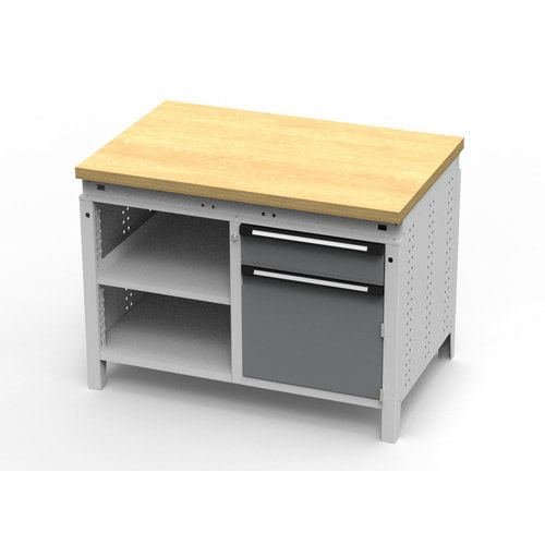 OTTOKIND Werkbank - bündige Arbeitsplatte - 850 x 1.150 x 750 mm (HxBxT) - 1 Schublade - Schrank - 2 Ablageböden - lichtgrau